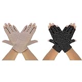 MaoXinTek Guantes de Protección UV Solar de Mujeres 2 Pares Guantes Cortos para Conducir sin Dedos Antideslizantes Verano Primavera al Aire Libre para Chicas Equitación, Ciclismo, El Golf Exteriores