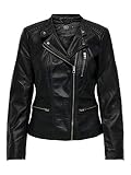 Only Leather Look Biker Jacket Chaqueta, Negro (Black), 40 para Mujer