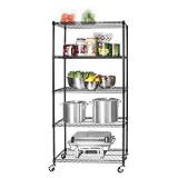 Seville Classics UltraDurable - Estantería de Alambre de Acero con Ruedas de 5 Niveles con certificación NSF, 91,4 x 45,7 x 182,8 cm, Color Negro