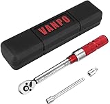 VANPO Llave Dinamométrica 1/4', Llave de Torque 5-25 Nm, Alta Precisión de ±3% con Cabezal Reversible de 72T, Barra de Extensión de 10cm, 3/8' Adaptador para Bicicleta de Carretera y Montaña, Moto