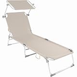 Tectake Cama Hamaca Tumbona Aluminio Plegable Con Parasol Playa Jardín Exterior