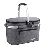 Amazon Brand – Eono 2 Personas 22L Picnic Basket, Cesta aislada, Bolsa de refrigeración para Exteriores