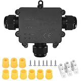 Caja de Conexiones IP68 Impermeable, Cajas de Empalmes Estanca Exterior Electrica, 3 Vías Conectores de Cable M20 para 3-8mm y 9-14mm Diámetro Cable