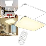 AufuN Lámpara LED de techo regulable 72 W, lámpara de techo con mando a distancia para dormitorio, habitación de los niños, cocina, oficina, pasillo, baño, interior, IP44, rectangular