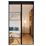 Cortina Magnetica Cortina Mosquitera para Puertas Cortina Antimosquitos Magnetica para puerta de balcón sala de estar puerta de patio (Negro, 120 * 220cm)