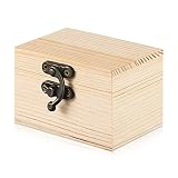 Caja de Tesoro de Madera sin Terminar Joyero de Madera Cofre de Madera de Manualidad Pequeño con Cerradura para Proyecto DIY Arte Pasatiempos Joyero Almacenaje de Hogar (5 x 5,5 x 8,5 cm)