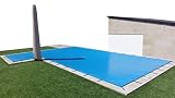 INTERNATIONAL COVER POOL Toldo de Invierno para Piscina 8 x 4m más 15 cm por Cada Lado para Anclaje (8,3 x 4,3m) de Color Azul (Exterior) / Negro (Interior) + Saco de Almacenaje de Regalo