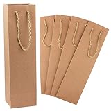 Bolsa de regalo de vino, paquete de 50 bolsas de regalo de vino de papel, soporte para bolsa de vino marrón resistente con asas, bolsa de vino al por menor a granel para bodas, fiestas