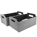 LA JOLIE MUSE Juego de 2 Cestas de Almacenamiento, Contenedor de Almacenamiento Plegable de Tejido de Tweed para Armario, Gabinetes y Estantes, Organizador de Almacenamiento Multiusos, Gris
