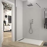 Mampara de ducha FIJA VAROBATH - Vidrio 8MM - Tratamiento antical INCLUIDO (120 cms, Cromo)