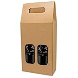 DISOK Lote de 25 Cajas de Cartón con Ventana para 2 Botellas. Estuches de Vino Baratos. Caja Vino para Bodas, Bautizo, comuniones. No Incluye Botellas.