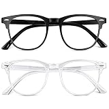 URAQT Gafas Luz Azul, 2 Pack Gafas de Ordenador, Antifatiga Gafas Anti-Azules de Gaming, Gafas de Lectura Lentes Transparente, Gafas con Filtro de Luz Azul Bloqueo para Hombre y Mujer