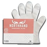NORTHHAND Guantes desechables de polietileno, 1000 unidades, guantes de polietileno transparentes, práctica caja dispensadora, guantes desechables (tamaño grande)
