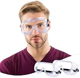 Gafas Protección, Laboratorio Gafas de Seguridad con Transparentes Lente óptica Anti Rasguños Antivaho Anti Virus - Protectoras para Ciclismo/DIY/Trabajo, Perfecto para Usuarios de Gafas Graduadas (2)