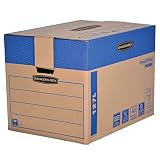 BANKERS BOX SmoothMove Cajas de transporte y mudanza súper resistentes, doble espesor, con asas, no necesita cinta de embalar, montaje automático FastFold, 127 litros, 45.5 x 60.5 x 45.5 cm, pack de 5