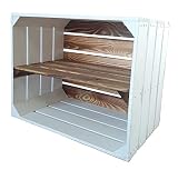 Caja de madera para fruta, vino, manzanas, decoración, color blanco, 50 x 40 x 30 cm