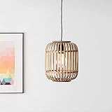 Lightbox - Lámpara colgante de ratán auténtico, portalámparas E27 para máx. bombilla de 40 W, moderna lámpara colgante de metal y ratán, color marrón claro y negro