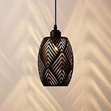 OYGROUP E27 Lámpara colgante Pantalla de metal ahuecada Accesorio de iluminación colgante rústico para entrada de la casa de campo Vestíbulo de la mesa Pasillo, negro