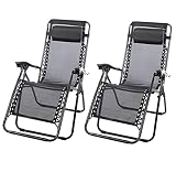 Silla Tumbona - Hamaca Plegable - Ideal para Playa, Jardín, Terraza - Hamaca Multiposiciones Negra 2 UDS- Hamaca de Metal con Cojín Reposacabeza - 160x60 CM