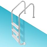 ECD Germany Escalera de Piscina con 3 Peldaños Acero Inoxidable V2A 63 x 54 x 147 cm Protección Antideslizante Pasamanos Estructura para Piscinas Elevadas Sistema de Entrada y Salida
