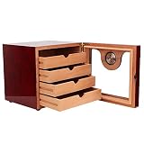 Fockety Caja de Puros de Madera de Cedro, Caja de Puros, Lujosa para Hombres, Regalos para Padres con Capacidad para 100 Puros, decoración del hogar, Uso de Viaje