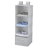 MaidMAX Organizador para Armario con Cajón, Estantería Colgante de Tela, Organizador Colgante de Ropa, Toallas, etc, Gris Claro