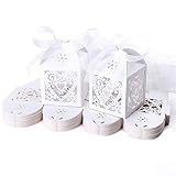 JZK 50x Blanco cajas papel caramelo bombones regalos detalles para boda cumpleaños fiesta bienvenida bebé bautizo sagrada comunión navidad