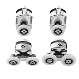 iiniim 2Pcs Rodamientos para Mampara de Ducha Doble Rodillo para Puerta de Ducha Ruedas Mampara Ducha Rodamientos Rodillo de Polea de Puerta de Vidrio para Puertas Corredizas Plateado A One Size