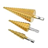 3 PCS Broca Escalonada 4-12/20 / 32mm HSS para Metal - Taladros Titanio Acero de Alta Velocidad
