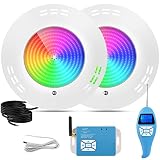 LyLmLe Foco LED Piscina Relleno de Resin, 35W Luces LED Piscina Lámpara Regulable Sincronización Multicolor RGB con Remoto para Superficie extraplano, IP68 Impermeable,12V AC(2 Focos)
