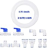 RUNCCI-YUN Tubo de Suministro de Agua para Nevera (10 m)+The Water Filter 1/4' Conector, el Filtro de Agua RO conexión (Y + T + I + L + Tipo + Válvula de Cierre)