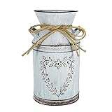 Florero,Shabby Chic Vintage Jarrón Macetas de metal vintage Florero de metal rústico Florero de granja vintage Jarra Jarrón Jarra de metal Florero Cubo rústico para jardín boda hogar mesa decoración