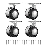 Ruedas giratorias, Ruedas para muebles, Ruedas para cargas pesadas, Ruedas de transporte, Ruedas para muebles de palets, Diámetro de la rueda del mueble: 40mm, 2 con frenos + 2 sin frenos