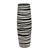 fanquare Jarrón de Piso Grande de Sarga en Blanco y Negro, Florero Decorativo Hecho a Mano, Jarrón Alto de Cerámica para Flor, Altura 50cm