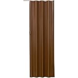 tectake 800053 Puerta Plegable Corredera de PVC, Impermeable, Interior Habitación Espacio, Mueble Separador de Hogar, Cierre Magnético, Altura Ajustable (Teca)