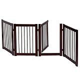 COSTWAY Barrera de Puerta de Seguridad Rejilla para Perros Mascotas Puerta Escalera Protección Plegable de Madera (203 x 76 x 1,8cm)