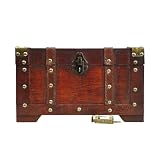 Brynnberg - Caja de Madera Cofre del Tesoro con candado Pirata de Estilo Vintage, Hecha a Mano, Diseño Retro 28x17x16cm