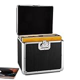 Resident DJ Zeitkapsel caja de aluminio para vinilos (capacidad de 70 LP's, cierre de mariposa, bordes reforzados, asa ergonómico, peso vacío de 2,4 kg) - negro