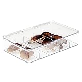 mDesign organizador de gafas con tapa y compartimentos - Caja para gafas en color transparente - También perfecta como joyero u organizador de maquillaje