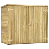 Kshzmoto Cobertizo de Jardín Exterior Gabinete Caseta Herramientas Cobertizode Madera Maciza 2 Puertas Tipo Caseta de Jardín Terrazas Caseta Herramientas jardín Madera Pino impregnada 135x60x123 cm