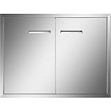 VEVOR Puertas de Acceso Doble de Acero Inoxidable para Cocina al Aire Libre, Tamaño Total 83 x 58 cm Puertas de Cocina de Acero Inoxidable para Exteriores, Plata Puertas Verticales para Exteriores