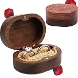 Mikqky Caja de Madera para Anillos de Compromiso, Caja de Anillo Rústica, Caja para Anillos de Compromiso de Madera, Adecuado para Soportes de Regalo de Propuesta Ceremonia y Exhibición