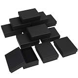 Kurtzy Cajitas Regalo para Joyas Papel Negro con Ventana (Pack de 12) 9 x 7 x 3 cm – Caja Mate con Insertos de Espuma - Cajas de Joyería Pulsera, Pendientes, Collares y Anillos - Cajas Pequeñas Regalo