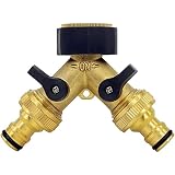 MZSM 2 Divisor de Manguera,Válvula de Doble Salida para Grifo y Manguera de jardín, Distribuidor y Adaptador de Agua y Conector 2 vías, Adaptador de Divisor de Grifo para Jardín/Cochera