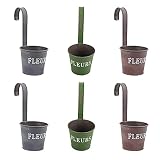 VINFUTUR 6pcs Maceteros Colgantes Exterior Maceta Metal con Gancho Tiesto Colgante Plantador Decorativas para Flores Plantas Balcón Jardín Terraza Hogar Oficina
