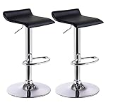 Mueblix / Taburetes Altos de Cocina 2 Unidades/Taburete Cocina Alto/Silla Giratoria y Regulable en Altura/Color Negro y Cromado/Medidas 45x 45x H65-87 cm/Modelo Andes