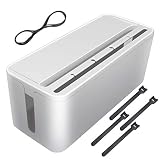Ertisa Caja para Cables Protector de Cable Plástico Caja, Caja de Almacenaje para Organizador Cables de Regletas, Caja Organizadora Cables, Caja para Cables, 32x13.5x13.5cm- Blanco