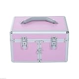 HOMCOM Maletín de Maquillaje Organizador Cosméticos Profesional Estuche para Maquillaje Caja de Belleza Portátil Varios Compartimientos 29x21x20cm Aluminio