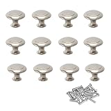 Pomo en Forma de Hongo para Armario,Tirador de Cajón de Acero Inoxidable,Pomo Redondo Plateado,Mango Simple Moderno de un Solo Orificio para Armarios de Cocina, Cajones y Aparadores (12pcs)