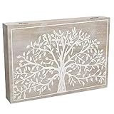 TIENDA EURASIA Tapa de Contador de Luz Diseño Nórdico - Cubre Contador Eléctrico de Madera 46 x 7 x 32 cm (Árbol de la Vida)
